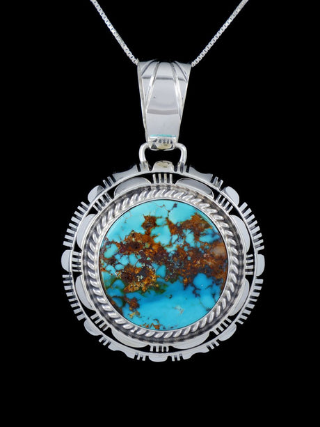 Native American Royston Turquoise Sterling Silver Pendant - PuebloDirect.com