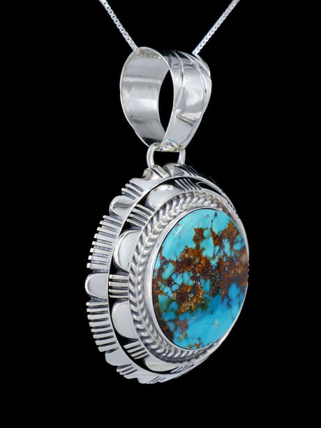 Native American Royston Turquoise Sterling Silver Pendant - PuebloDirect.com