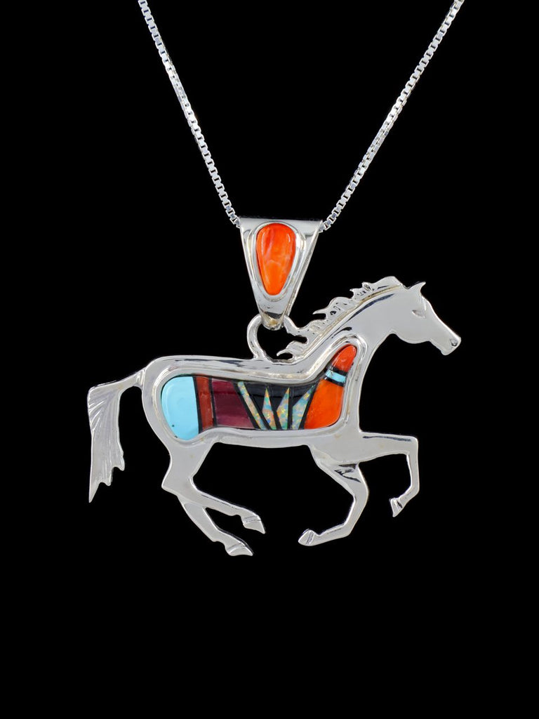 Native American Multistone Inlay Horse Pendant - PuebloDirect.com