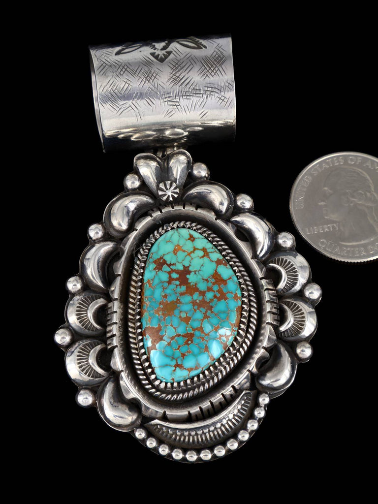 Native American Sterling Silver Jewelry Natural Royston Turquoise Pendant - PuebloDirect.com