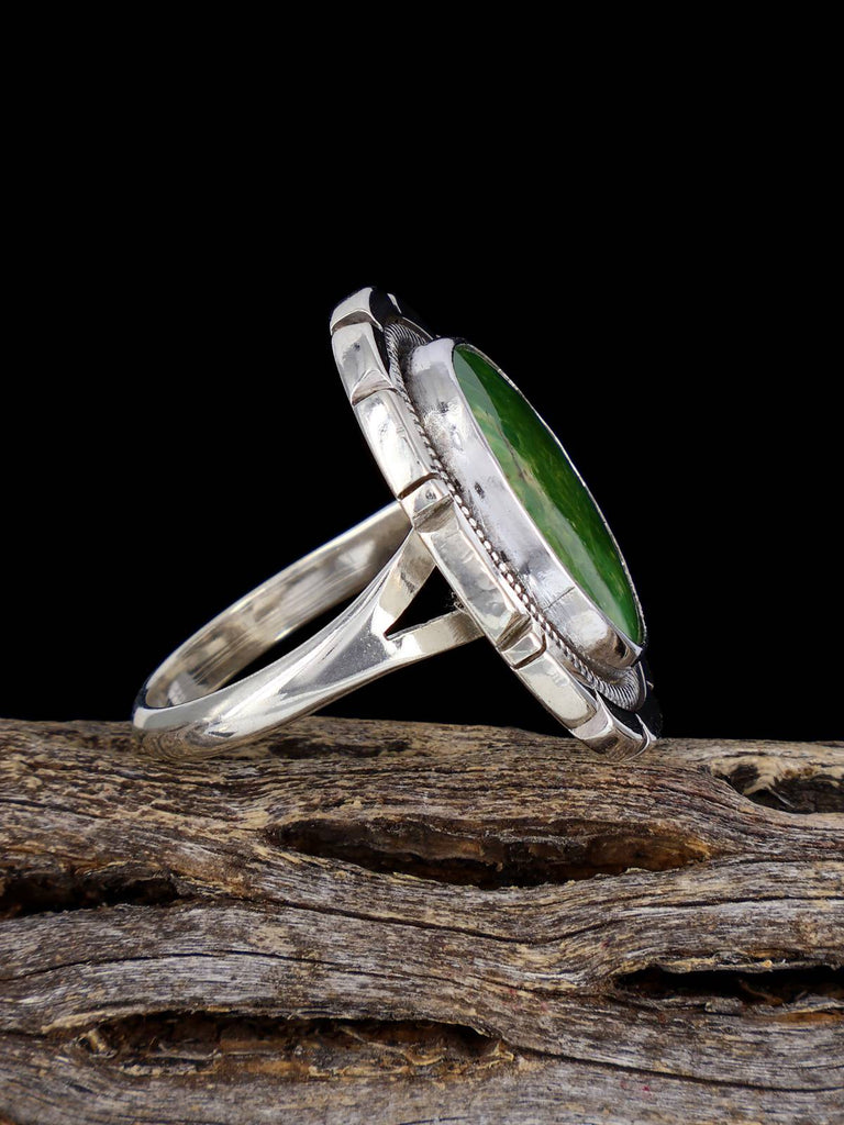 Navajo Sterling Silver Emerald Valley Turquoise Ring, Size 9 1/2 - PuebloDirect.com