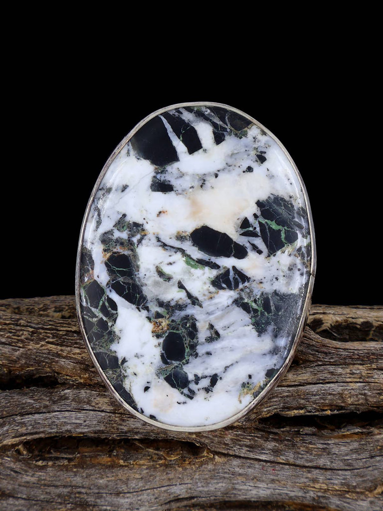 Navajo White Buffalo Sterling Silver Ring, Size 9 1/2 - PuebloDirect.com