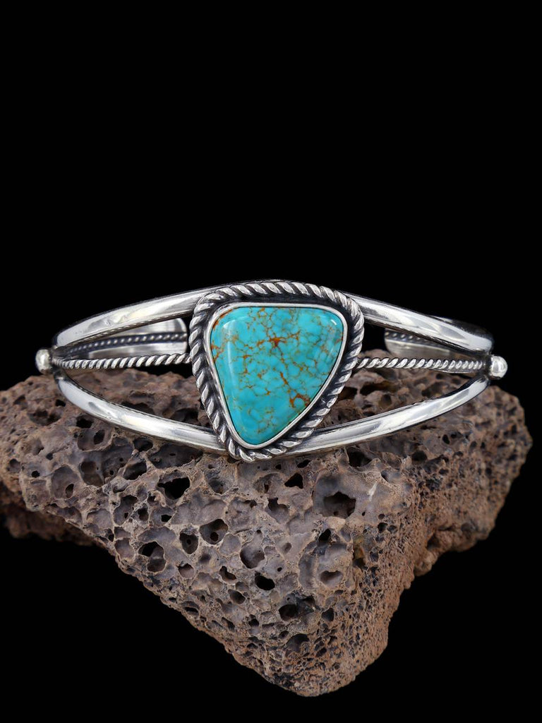 Native American Sterling Silver Number 8 Turquoise Cuff Bracelet - PuebloDirect.com