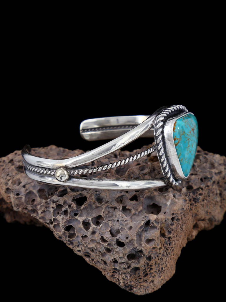 Native American Sterling Silver Number 8 Turquoise Cuff Bracelet - PuebloDirect.com