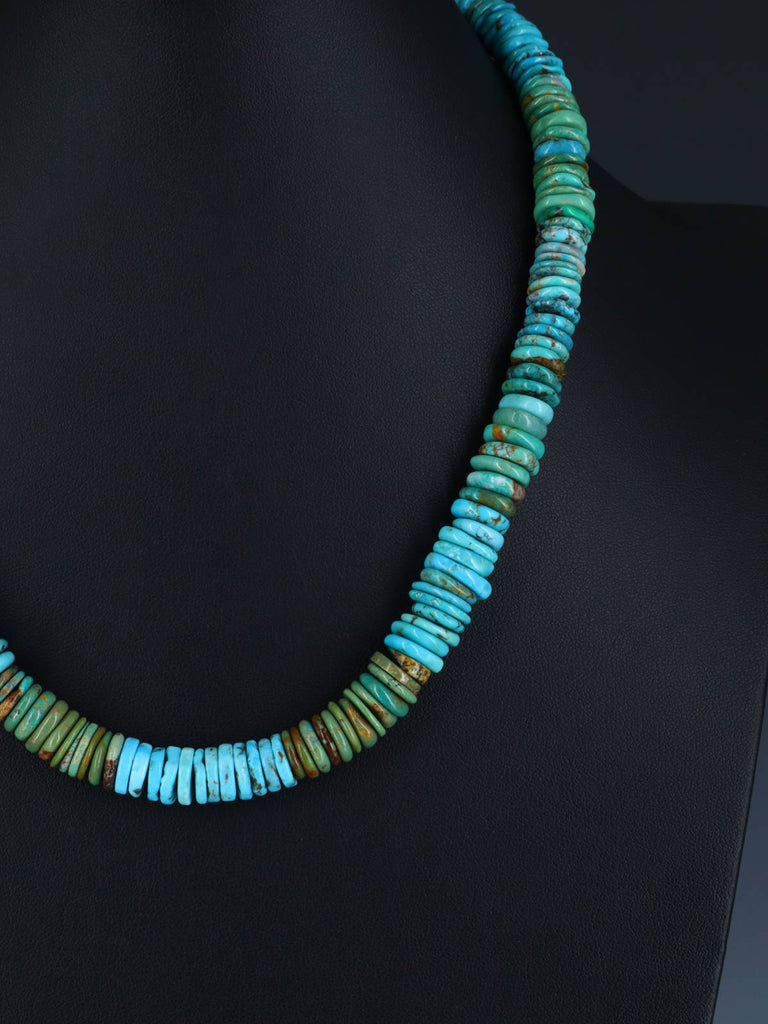 Navajo Single Strand Polychrome Graduated Turquoise Necklace - PuebloDirect.com