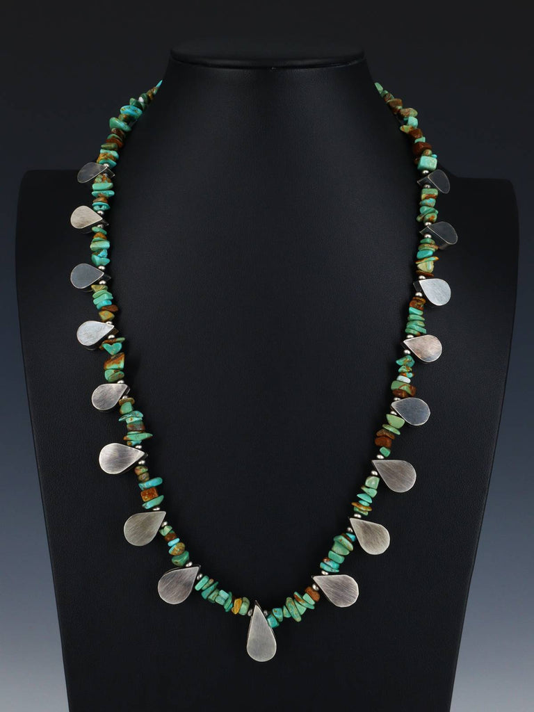 24" Native American Jewelry Single Strand Turquoise Tear Drop Necklace Set - PuebloDirect.com