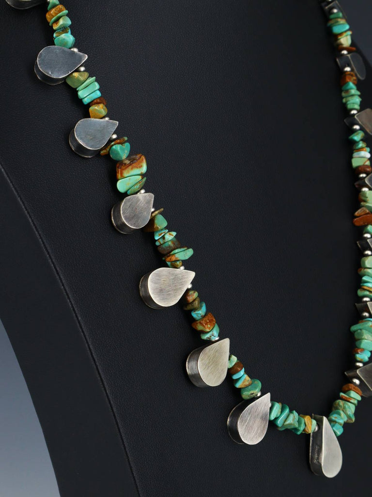 24" Native American Jewelry Single Strand Turquoise Tear Drop Necklace Set - PuebloDirect.com