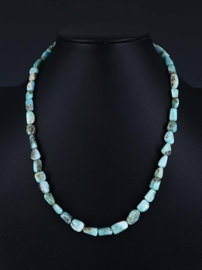 Navajo Single Strand Larimar Nugget Necklace - PuebloDirect.com