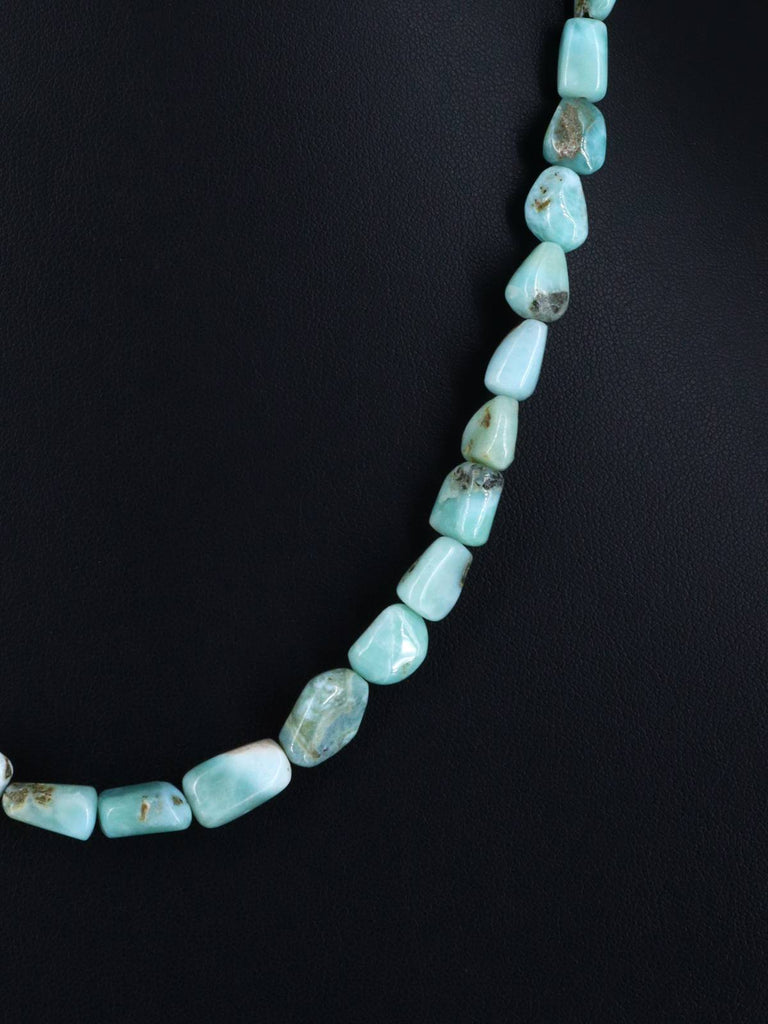 Navajo Single Strand Larimar Nugget Necklace - PuebloDirect.com