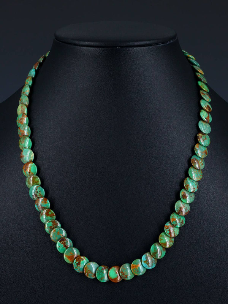 Navajo 18" Single Strand Turquoise Disc Necklace - PuebloDirect.com