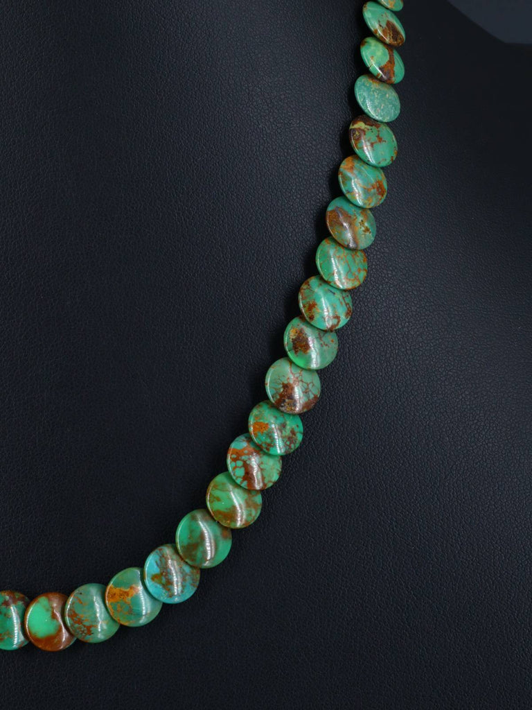 Navajo 18" Single Strand Turquoise Disc Necklace - PuebloDirect.com