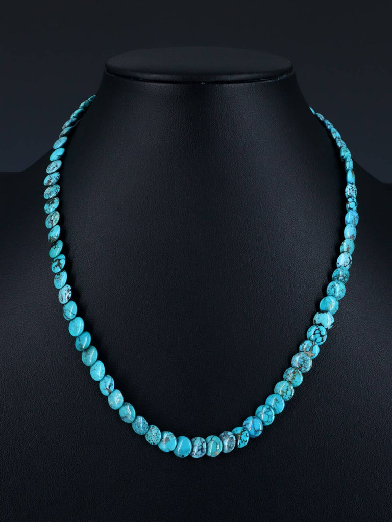 Navajo 19" Single Strand Turquoise Disc Necklace - PuebloDirect.com