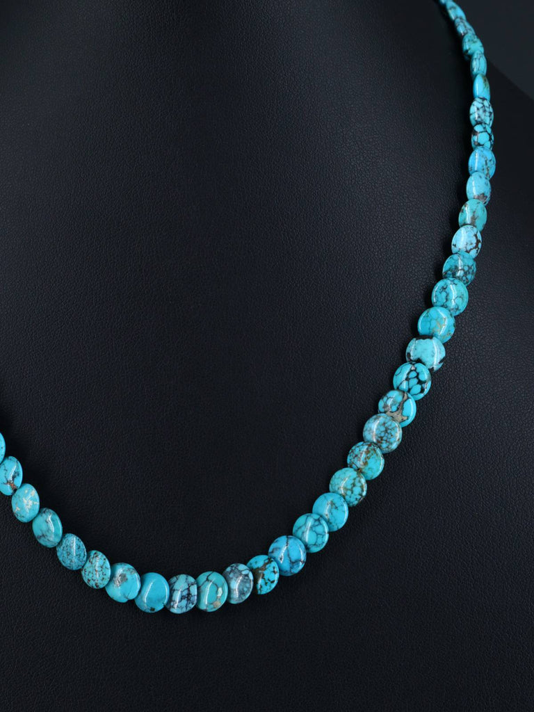 Navajo 19" Single Strand Turquoise Disc Necklace - PuebloDirect.com