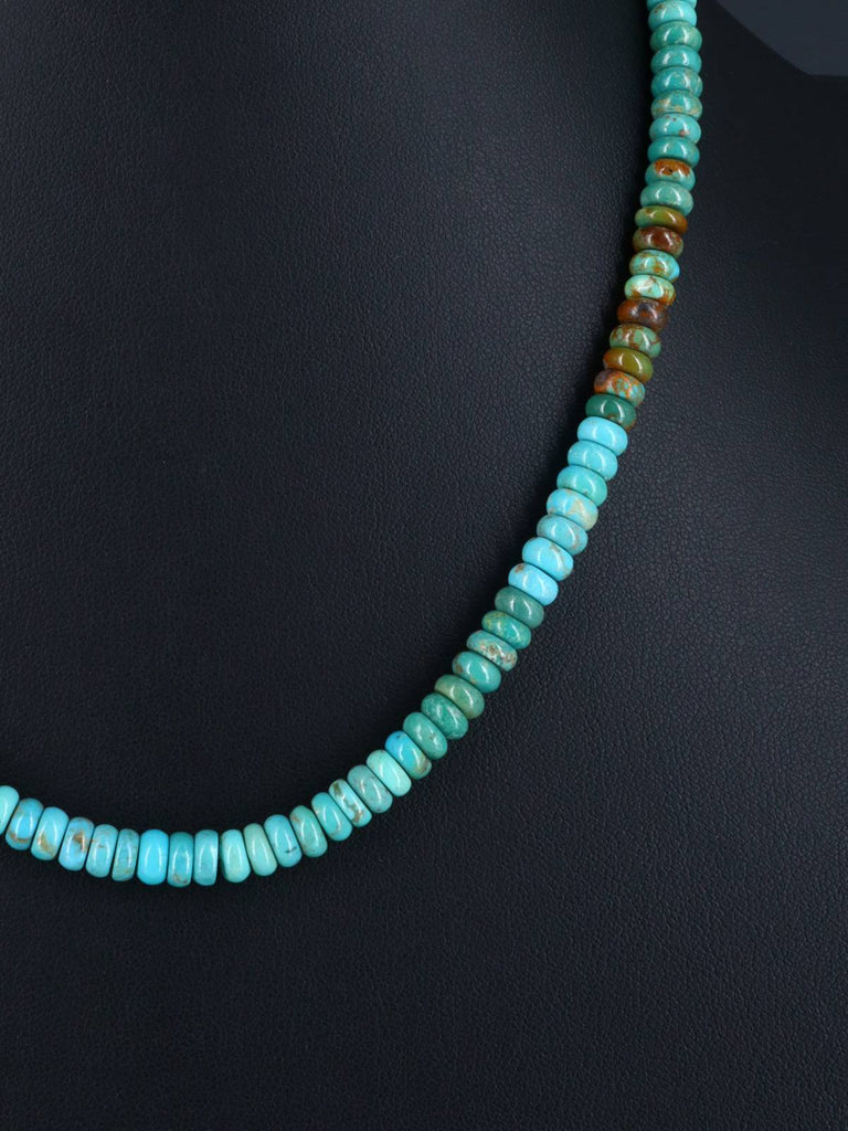 18" Navajo Single Strand Polychrome Turquoise Necklace - PuebloDirect.com