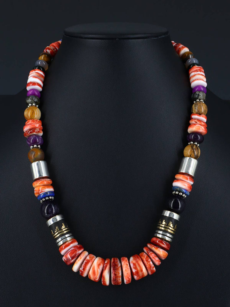 21" Spiny Oyster Large Single Strand Beaded Necklace - PuebloDirect.com