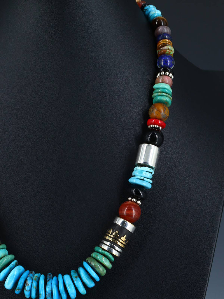 Navajo 21" Turquoise Large Single Strand Beaded Necklace - PuebloDirect.com