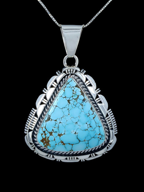 Native American Sterling Silver Natural #8 Turquoise Pendant - PuebloDirect.com