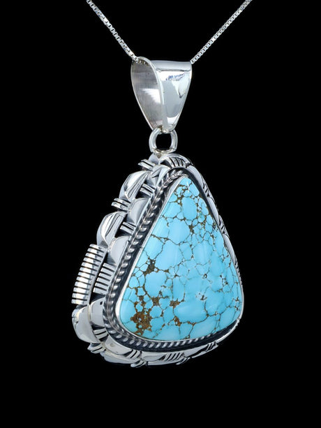 Native American Sterling Silver Natural #8 Turquoise Pendant - PuebloDirect.com