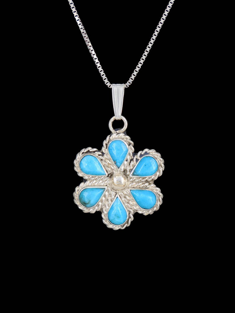 Native American Jewelry Turquoise Flower Zuni Pendant - PuebloDirect.com