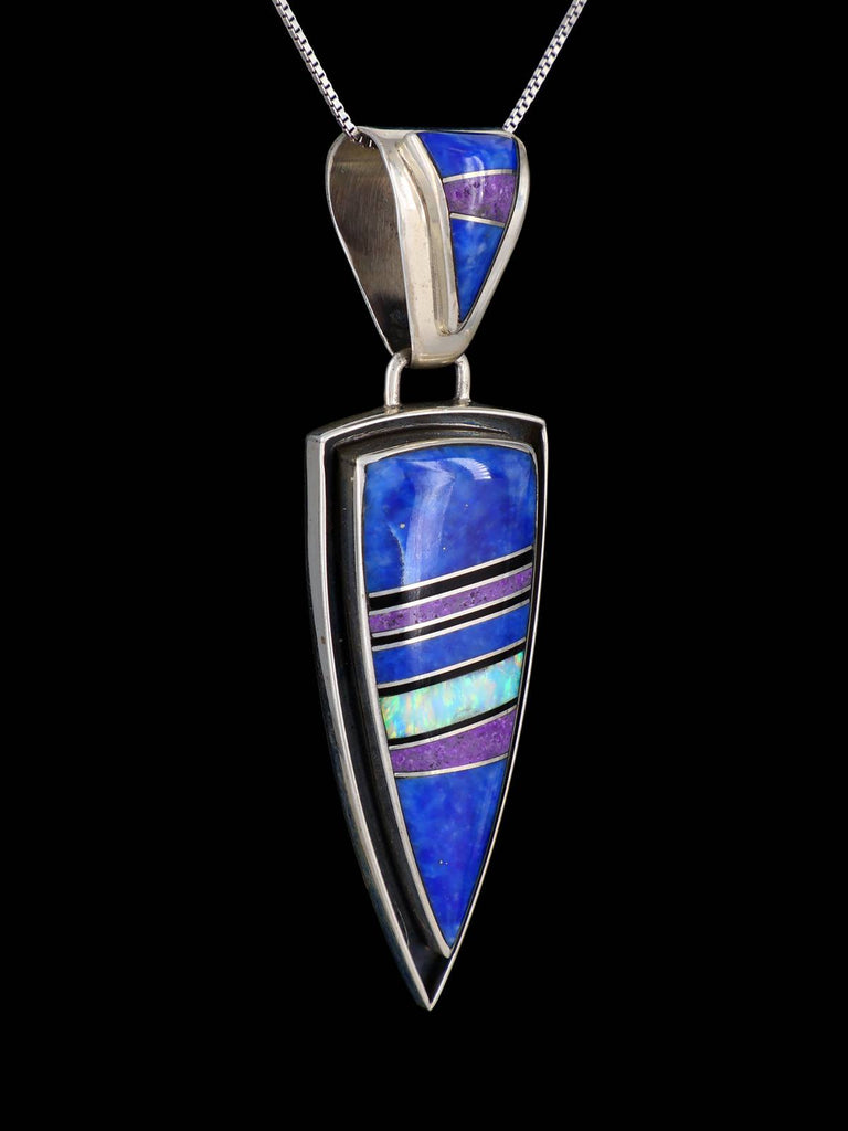 Estate Navajo Inlaid Lapis and Sugilite Sterling Silver Pendant - PuebloDirect.com