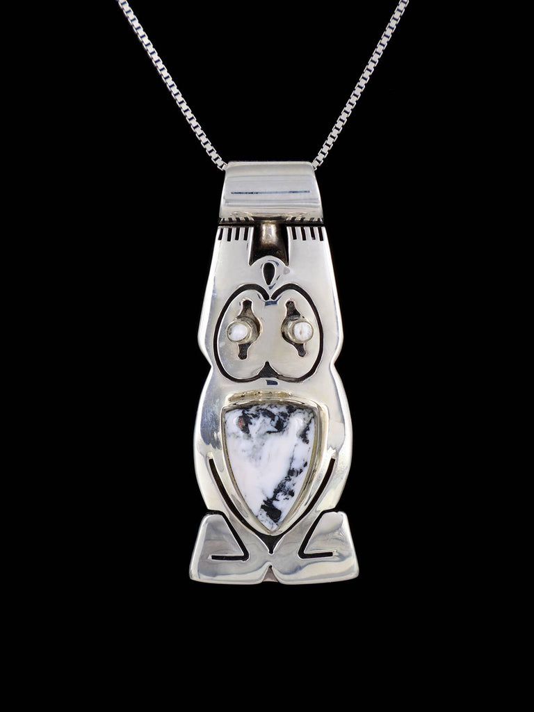 Estate Navajo White Buffalo Sterling Silver Frog Pendant - PuebloDirect.com