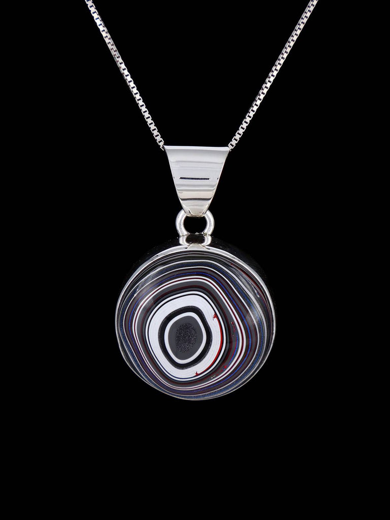 Navajo Jewelry Sterling Silver Fordite Pendant - PuebloDirect.com