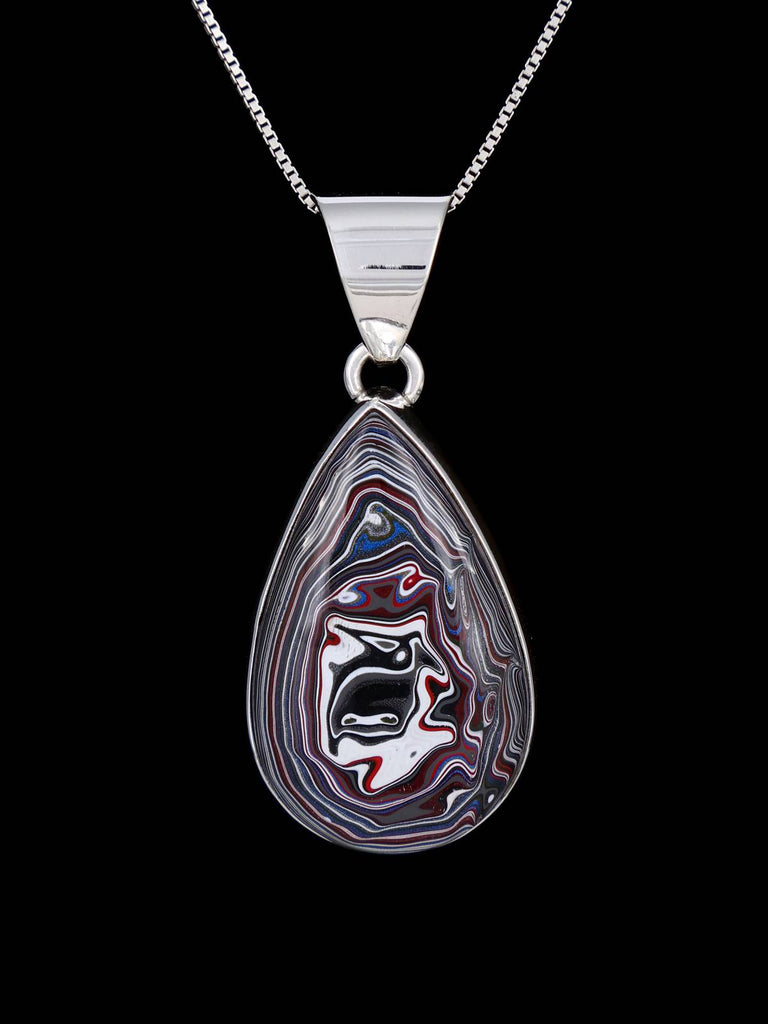 Navajo Jewelry Sterling Silver Fordite Pendant - PuebloDirect.com