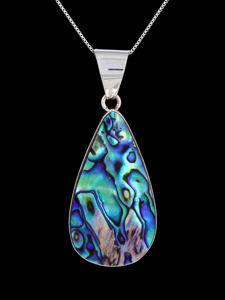 Navajo Jewelry Sterling Silver Abalone Pendant - PuebloDirect.com