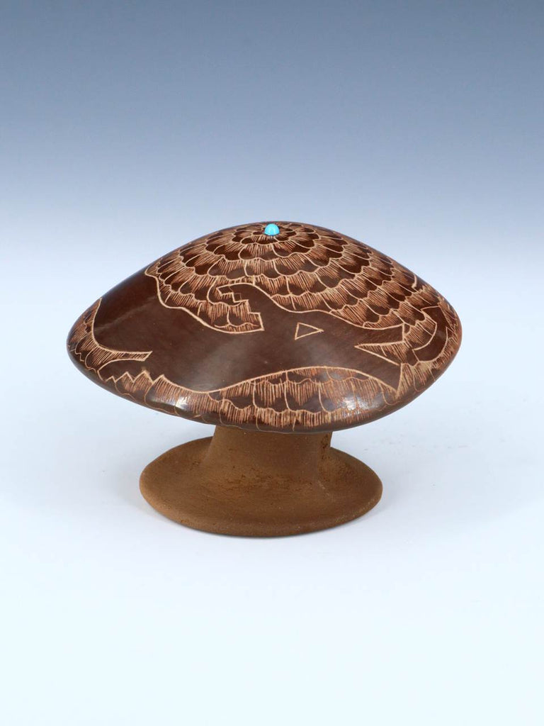 Santa Clara Pueblo Hand Coiled Pottery Mushroom - PuebloDirect.com