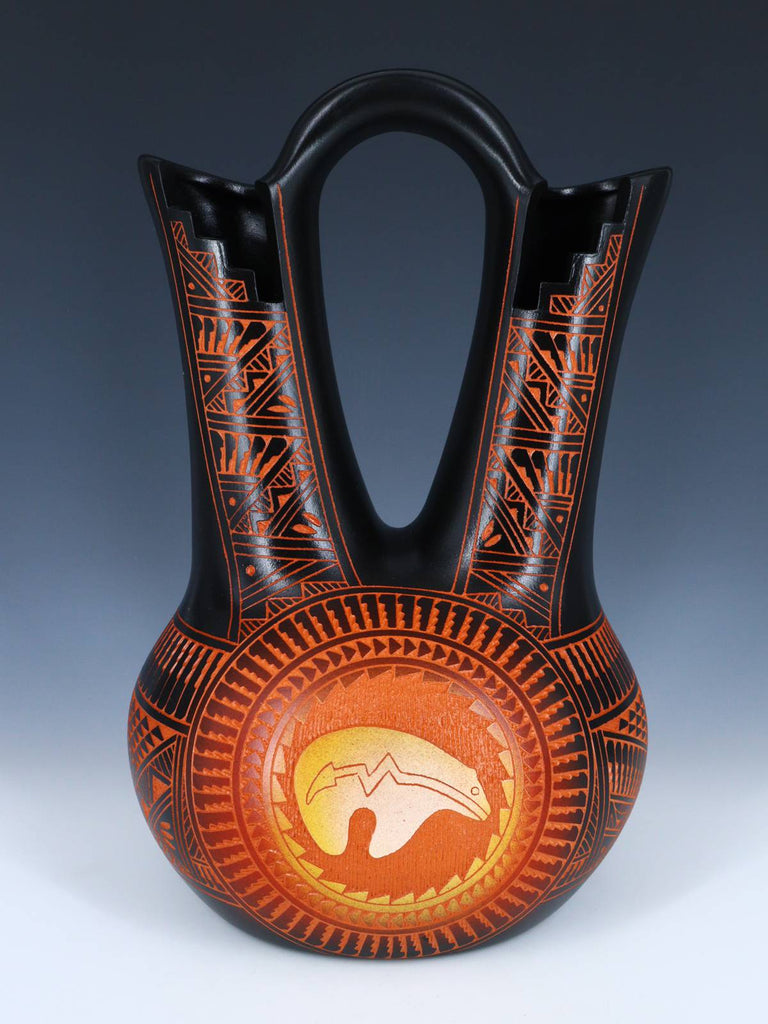 Laguna Pueblo Etched Bear Pottery Wedding Vase - PuebloDirect.com