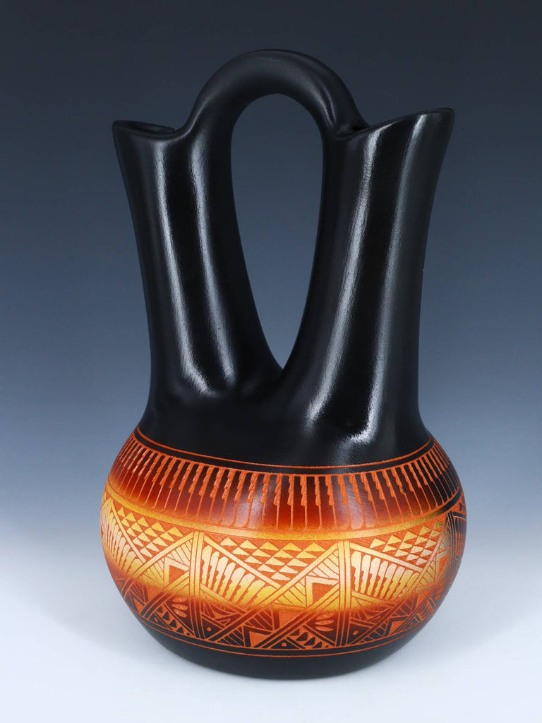 Laguna Pueblo Etched Bear Pottery Wedding Vase - PuebloDirect.com