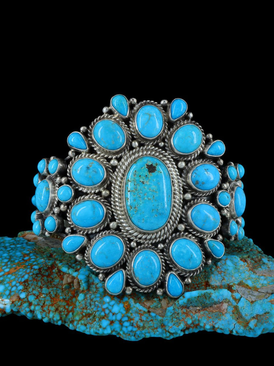 Sterling 2024 Silver Blue Kingman Turquoise Cuff Bracelet