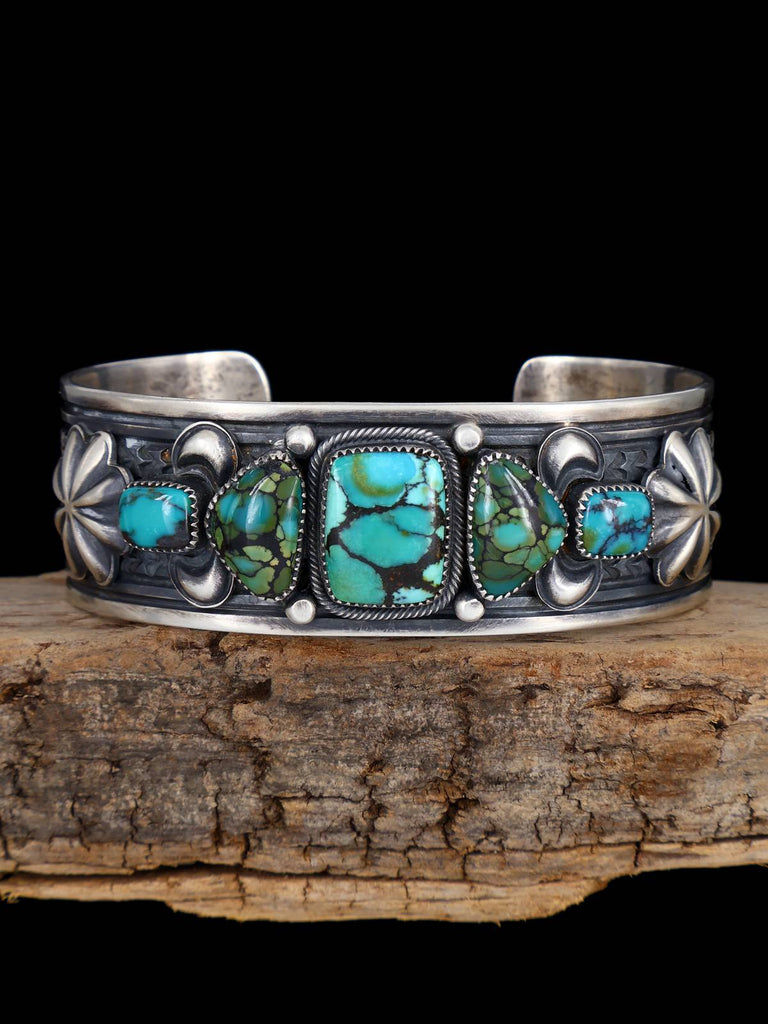 Estate Navajo Polychrome Turquoise Sterling Silver Cuff Bracelet - PuebloDirect.com