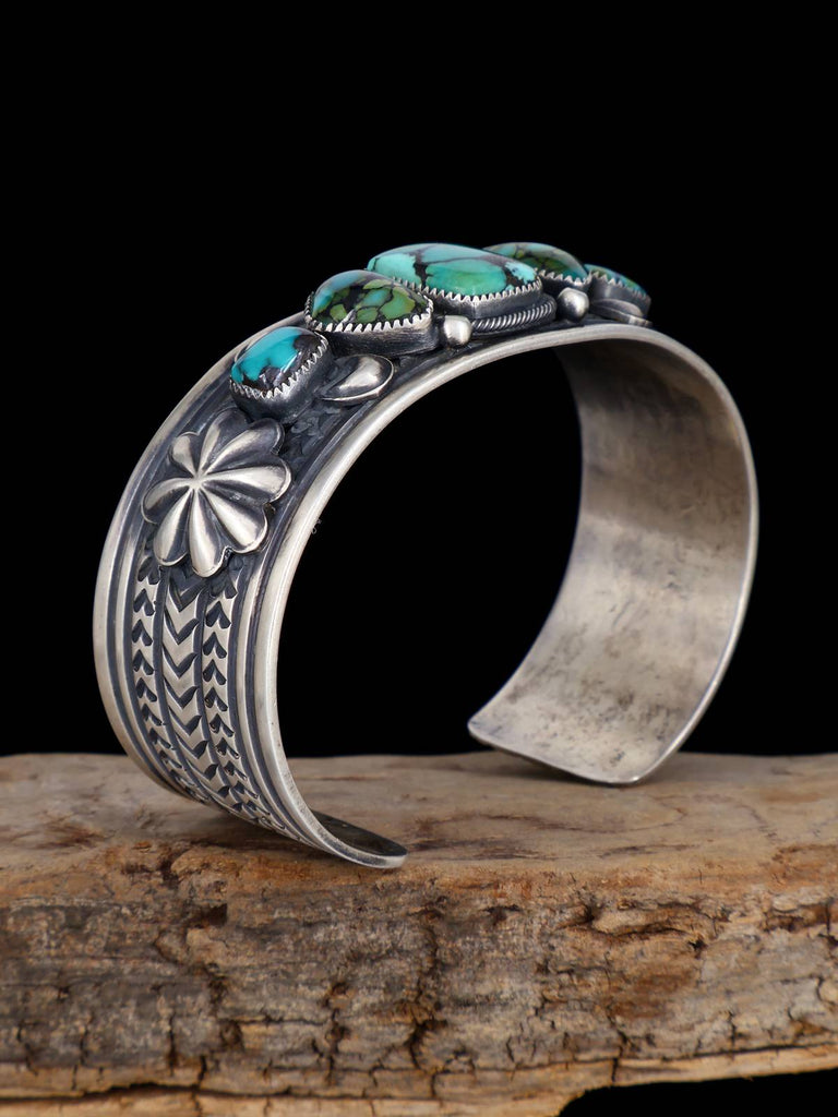 Estate Navajo Polychrome Turquoise Sterling Silver Cuff Bracelet - PuebloDirect.com