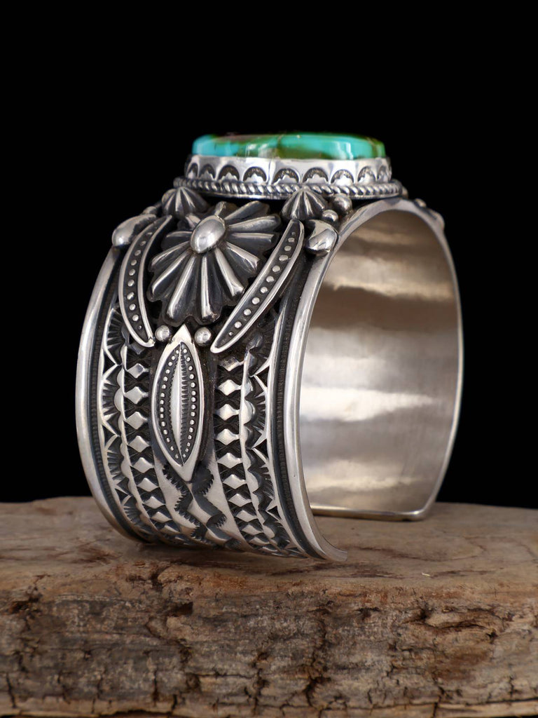 Native American Jewelry Sterling Silver Royston Turquoise Cuff Bracelet - PuebloDirect.com