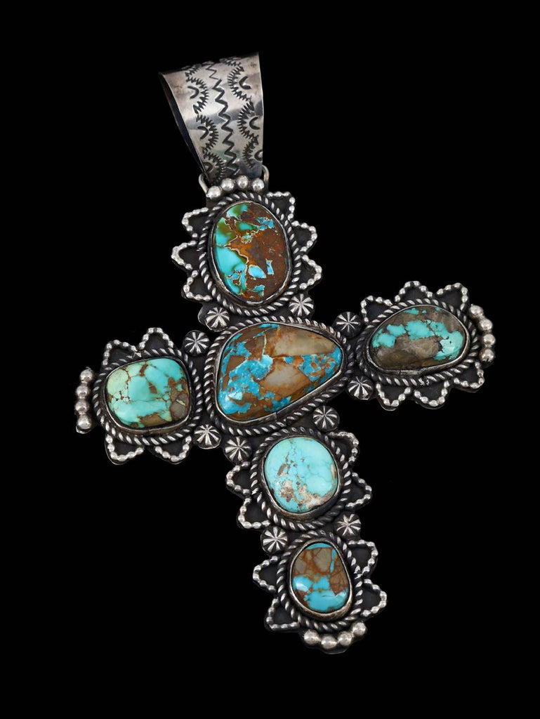 Native American Jewelry Natural Royston Turquoise Cross Pendant - PuebloDirect.com