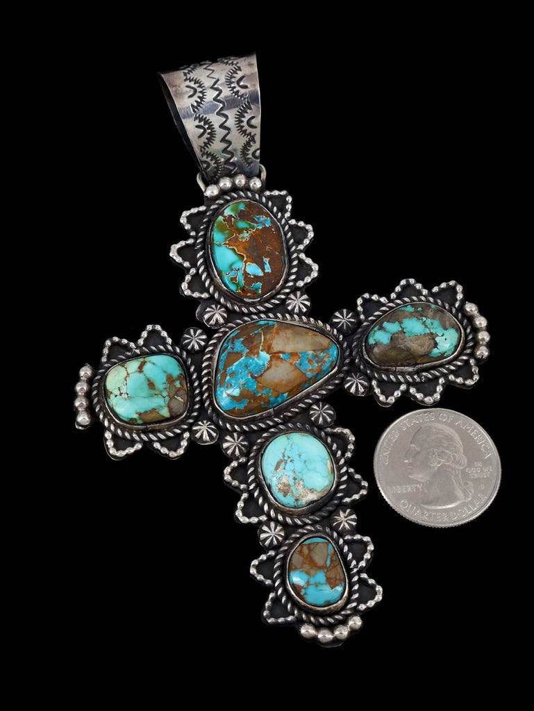 Native American Jewelry Natural Royston Turquoise Cross Pendant - PuebloDirect.com