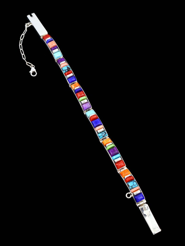 Native American Multistone Cobblestone Inlay Link Bracelet - PuebloDirect.com