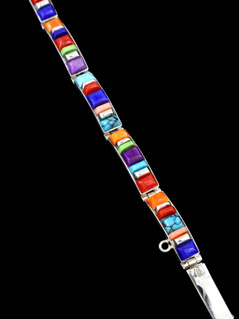 Native American Multistone Cobblestone Inlay Link Bracelet - PuebloDirect.com