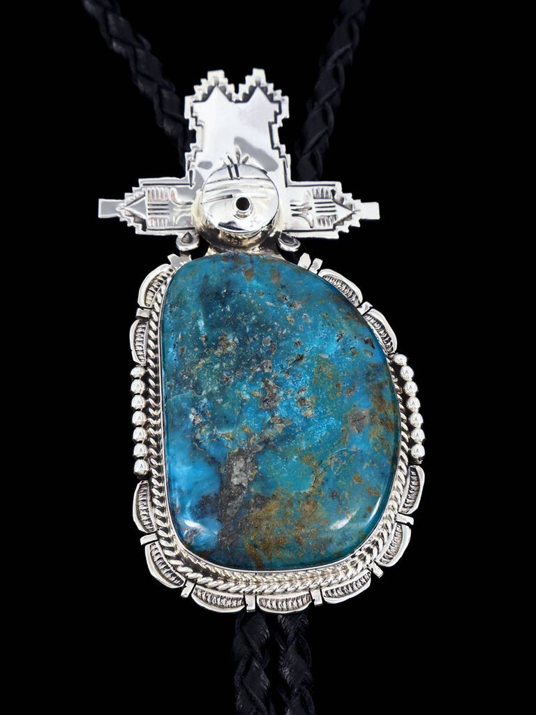 Native American Sterling Silver Kingman Turquoise Kachina Bolo - PuebloDirect.com