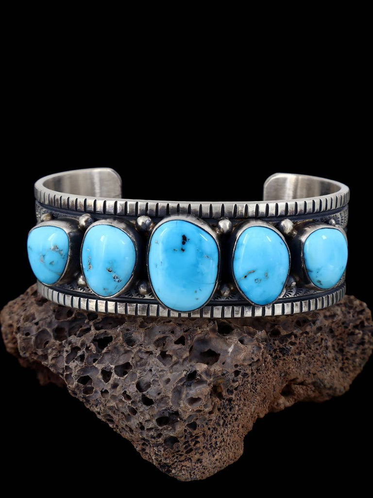 Native American Sterling Silver Ithaca Peak Turquoise Cuff Bracelet - PuebloDirect.com