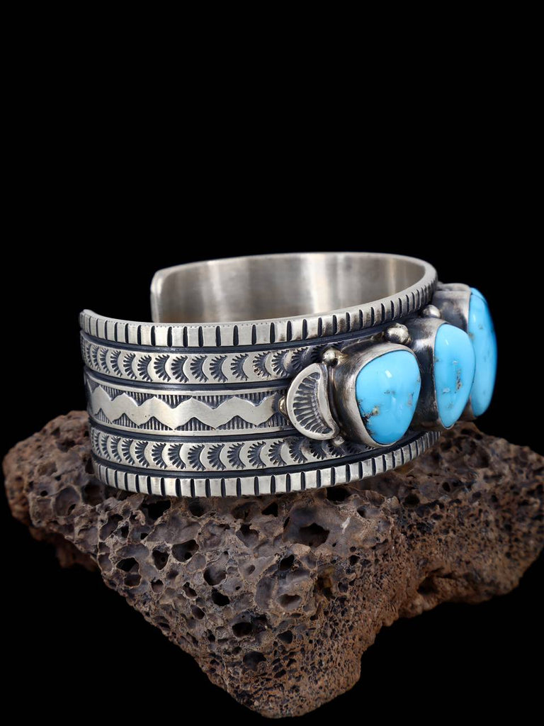 Native American Sterling Silver Ithaca Peak Turquoise Cuff Bracelet - PuebloDirect.com