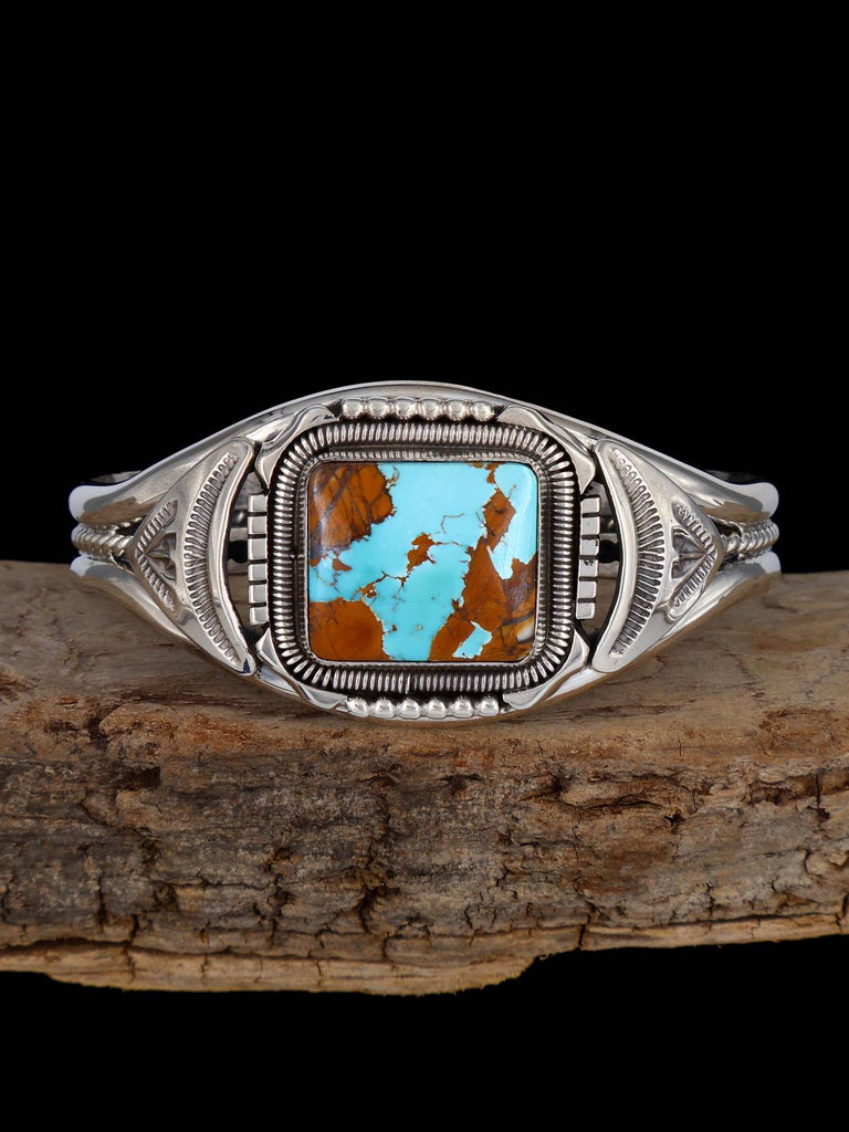 Native American Natural Royston Turquoise Sterling Silver Cuff Bracelet - PuebloDirect.com