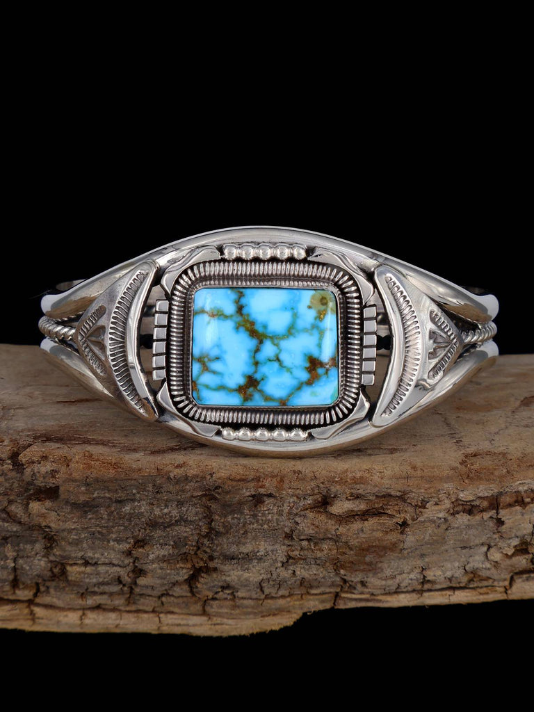 Native American Kingman Turquoise Sterling Silver Cuff Bracelet - PuebloDirect.com