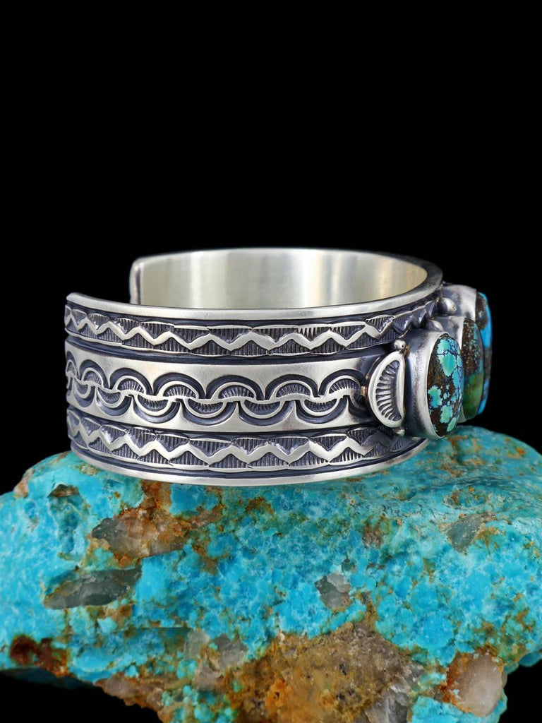 Native American Sterling Silver Natural Sky Horse Turquoise Cuff Bracelet - PuebloDirect.com