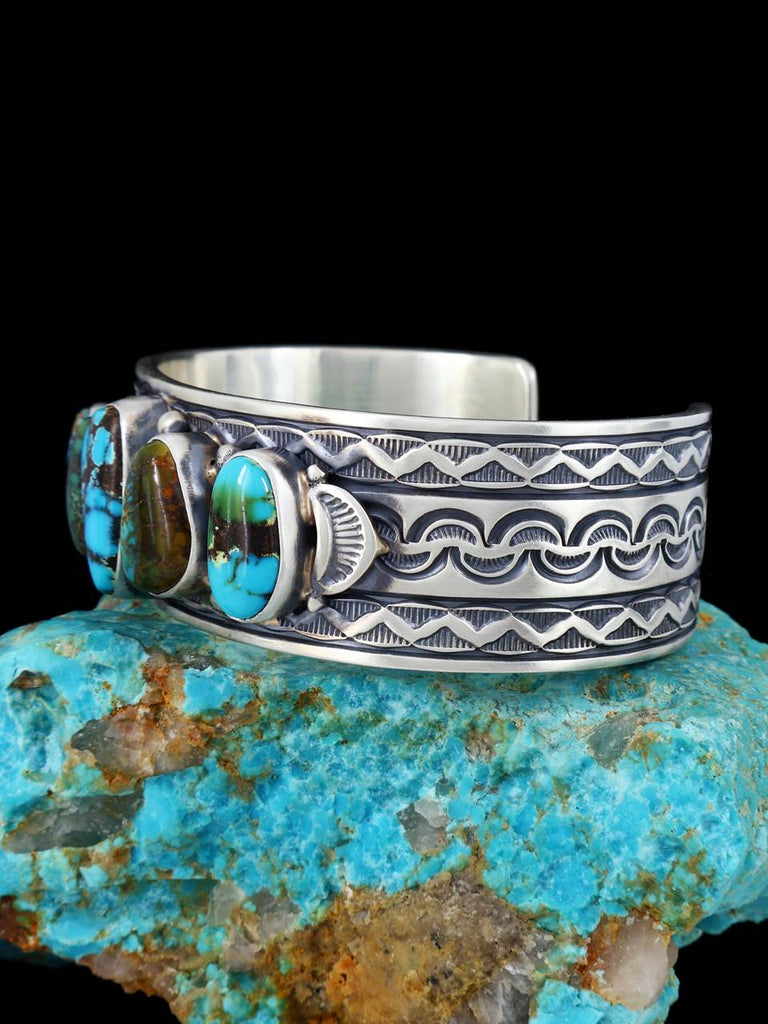 Native American Sterling Silver Natural Sky Horse Turquoise Cuff Bracelet - PuebloDirect.com