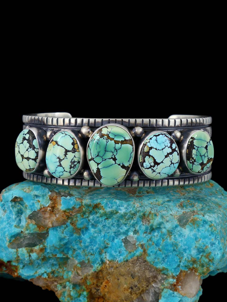 Native American Sterling Silver Natural Bao Canyon Turquoise Cuff Bracelet - PuebloDirect.com