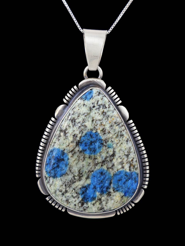 Native American K2 Blue Sterling Silver Pendant - PuebloDirect.com