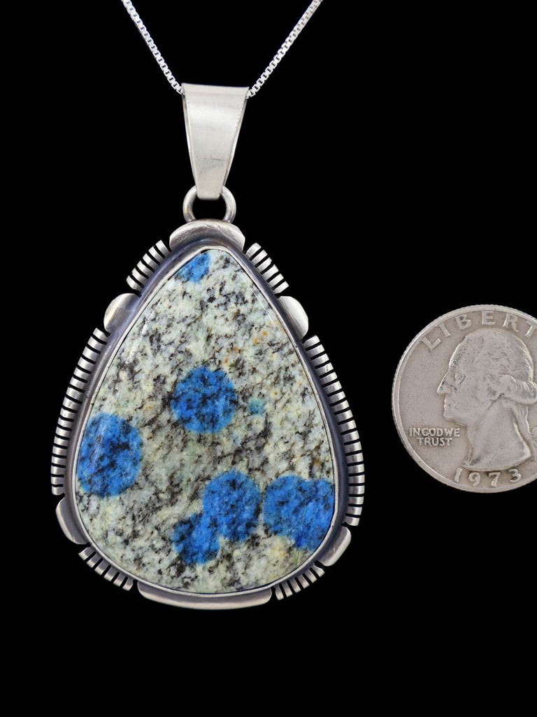 Native American K2 Blue Sterling Silver Pendant - PuebloDirect.com