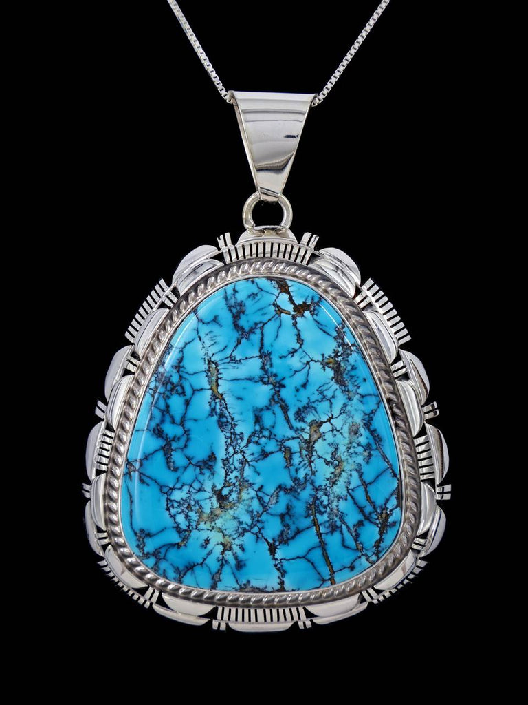 Native American Sterling Silver Natural Labashan Turquoise Pendant - PuebloDirect.com